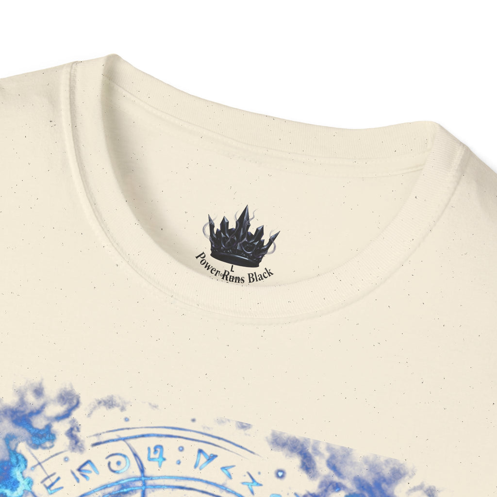 PRB Mystic Oceanic Spell T-Shirt — Blue Serpent & Moon Magic Tee by Power Runs Black