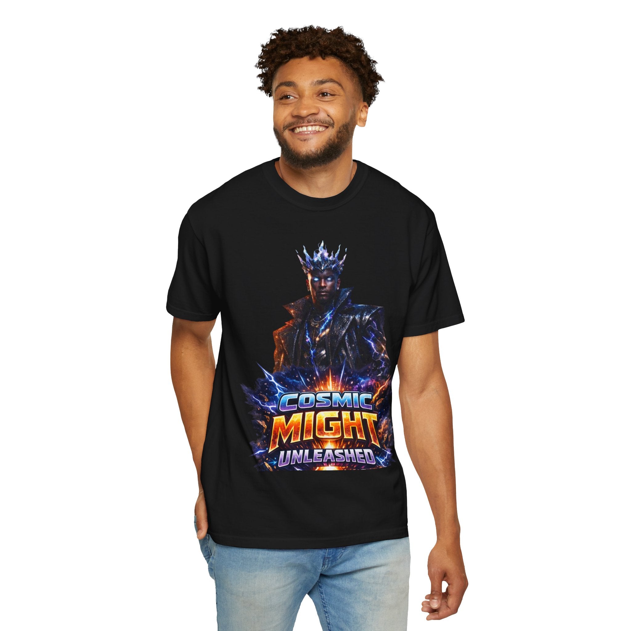 PRB Cosmic Might Unleashed T-shirt | Space Warrior Graphic Tee by Printify