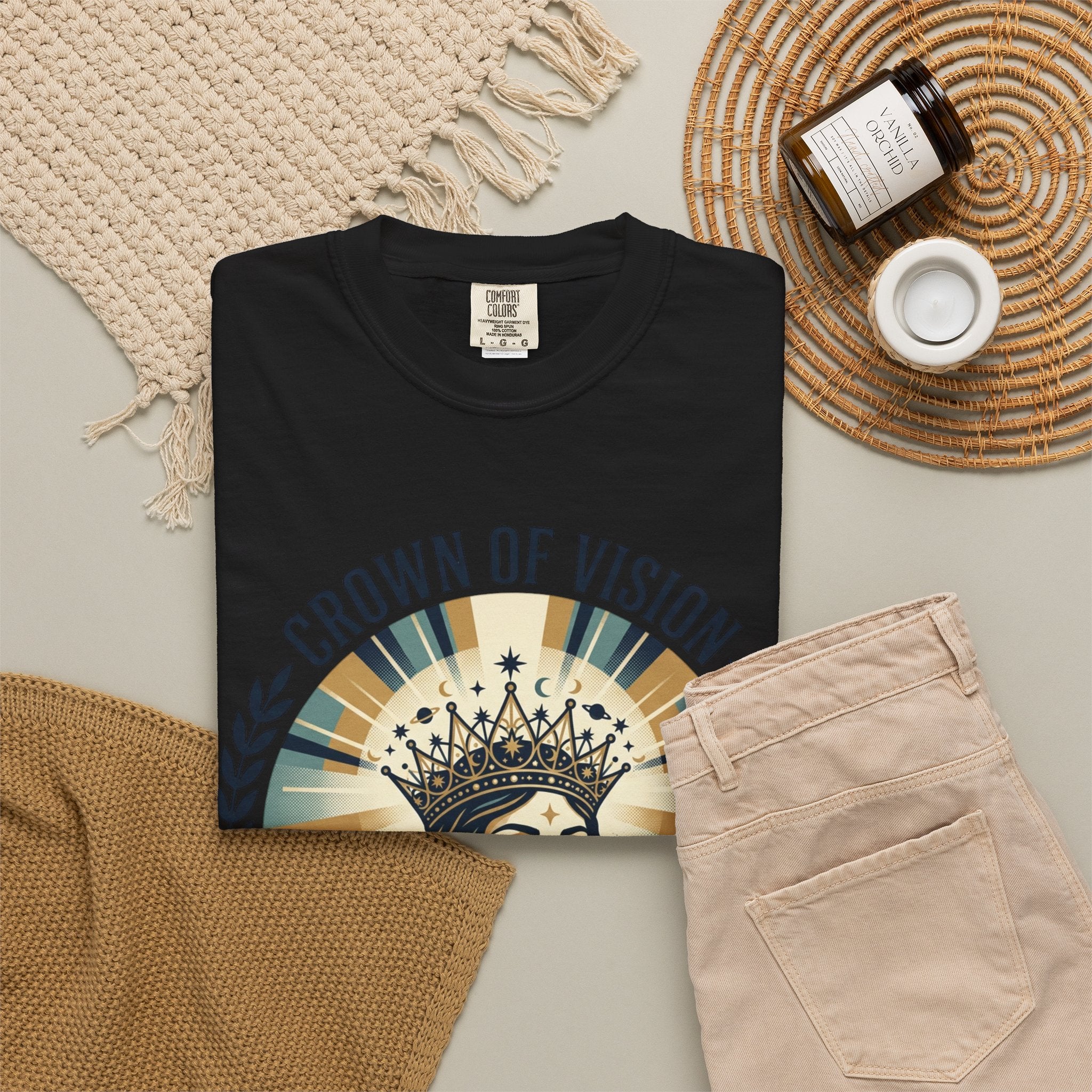 Power Runs Black Crown of Vision T-Shirt — Vintage Inspirational Graphic Tee by Printify