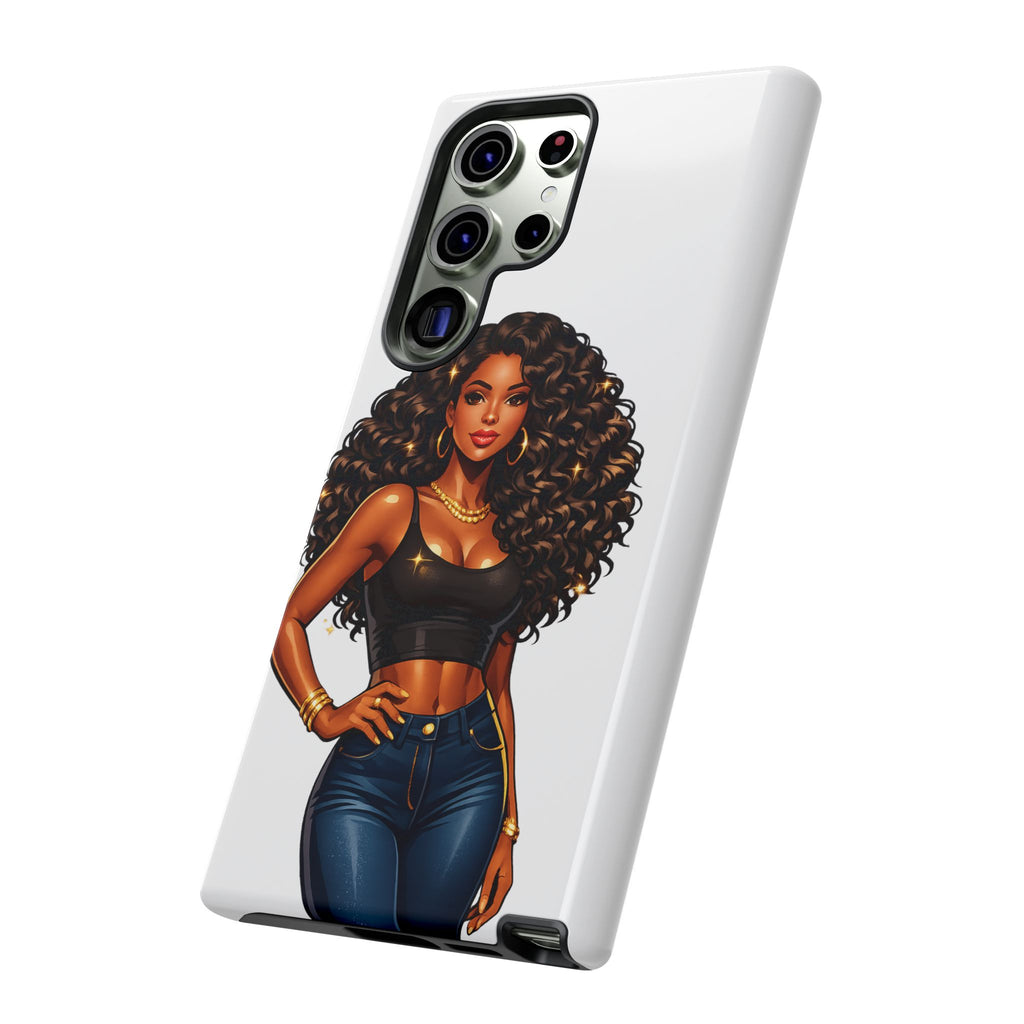 Pretty Rich Bitch by PRB Curly Hair Phone Case by Power Runs Black