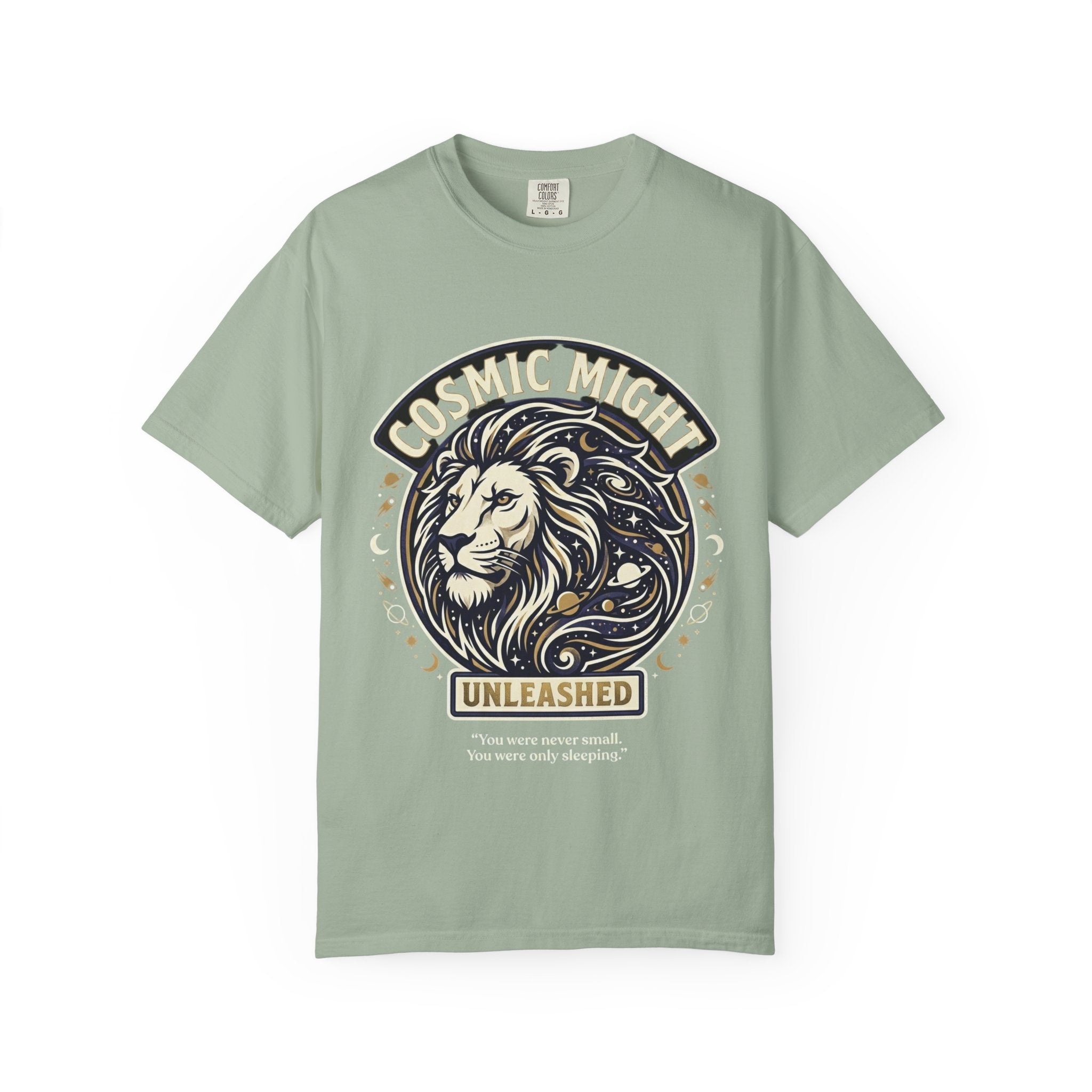 PRB Starforged Flex Cosmic Might Unleashed Lion Graphic T-Shirt — "Unleashed" Inspirational Lion Tee by Power Runs Black