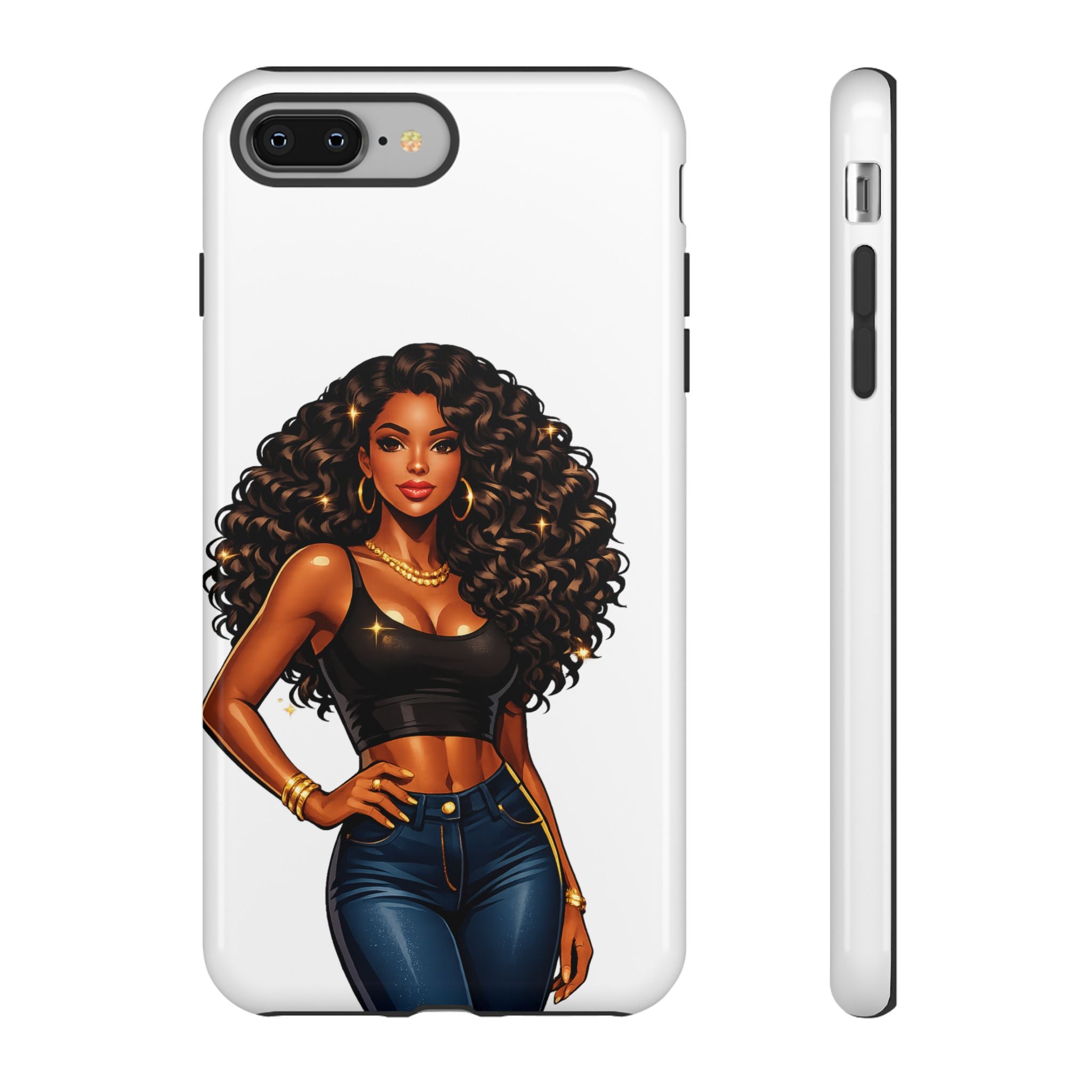 Pretty Rich Bitch by PRB Curly Hair Phone Case by Power Runs Black