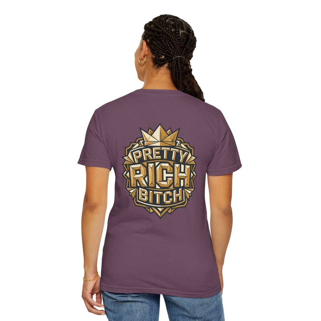 Pretty Rich Bitch The Collection by PRB T-Shirt — Bold Graphic Tee with Empowered Woman Portrait by Power Runs Black