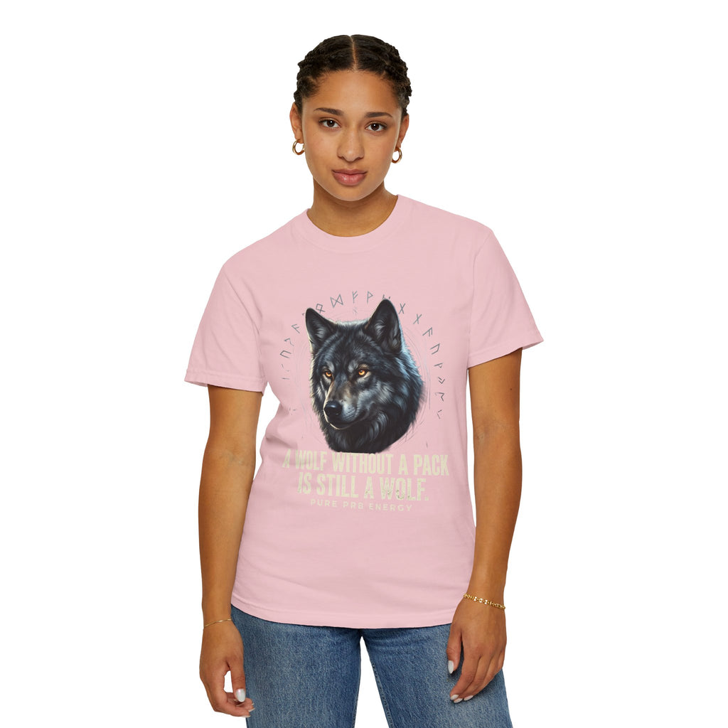 PRB Wolf Graphic T-Shirt — "A Wolf Without a Pack Is Still a Wolf" Inspirational Tee by Printify