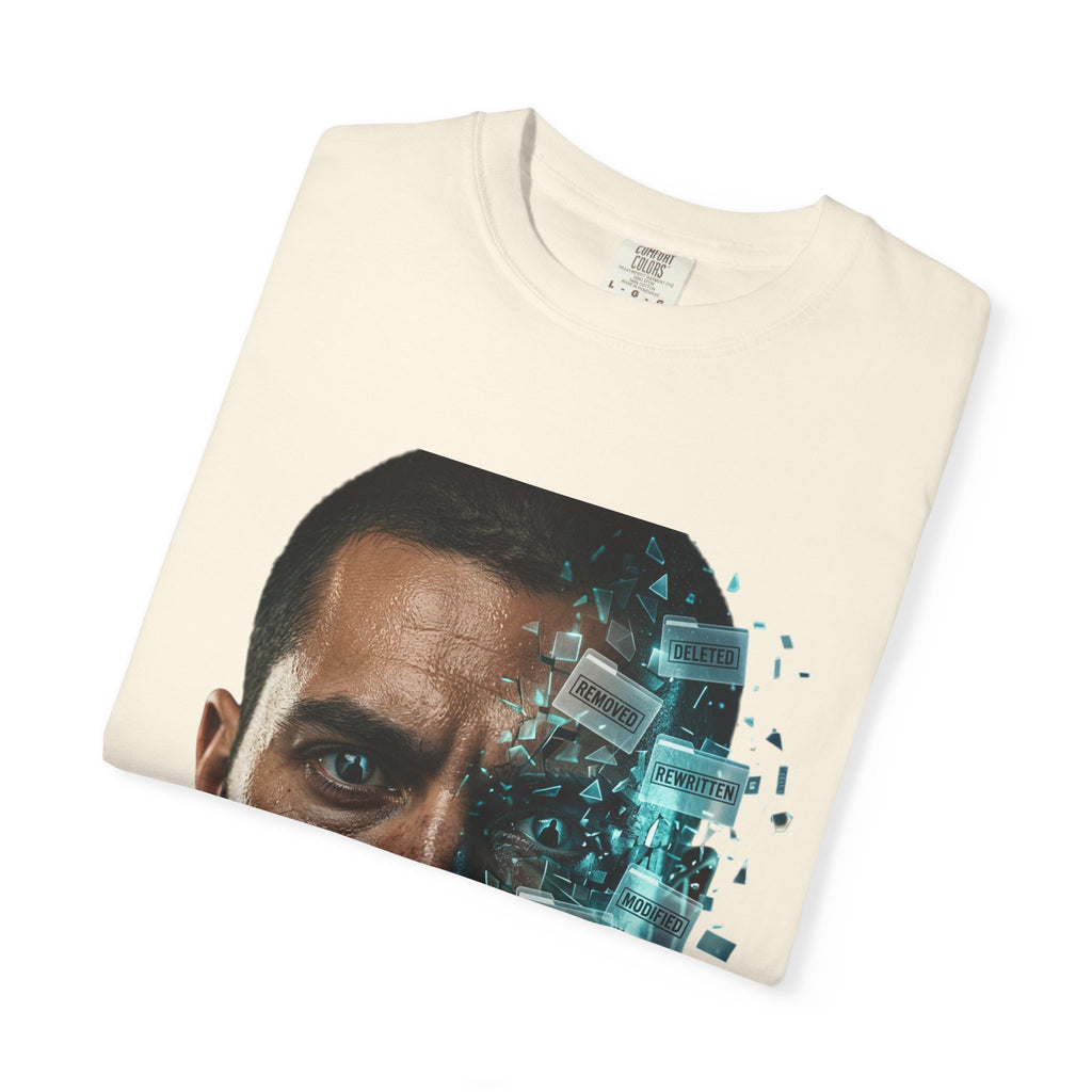 Syndication Loop Cyberpunk Portrait Tee — Tech-Noir Graphic T-Shirt | Power Runs Black by Printify