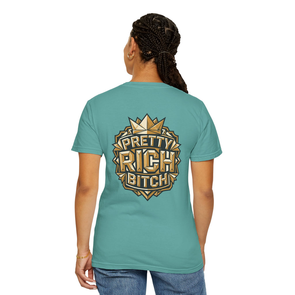 Pretty Rich Bitch The Collection by PRB T-Shirt — Bold Graphic Tee with Empowered Woman Portrait by Power Runs Black