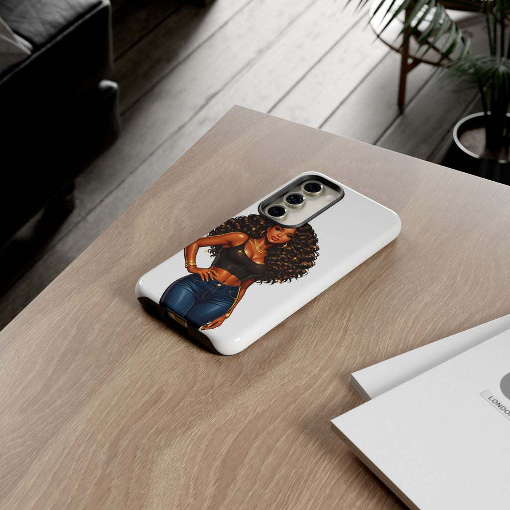 Pretty Rich Bitch by PRB Curly Hair Phone Case by Power Runs Black