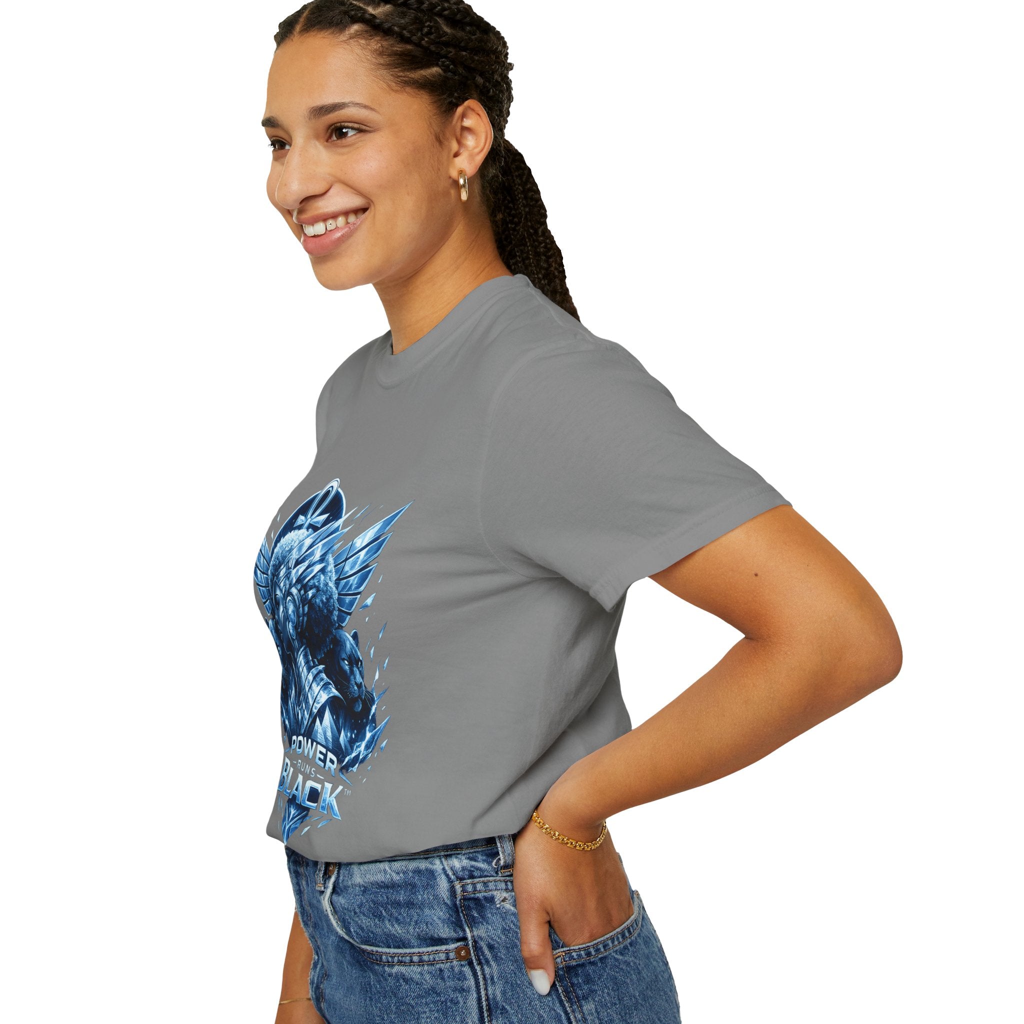 Power of Black Graphic T-Shirt — Egyptian Ankh Warrior Design by Power Runs Black