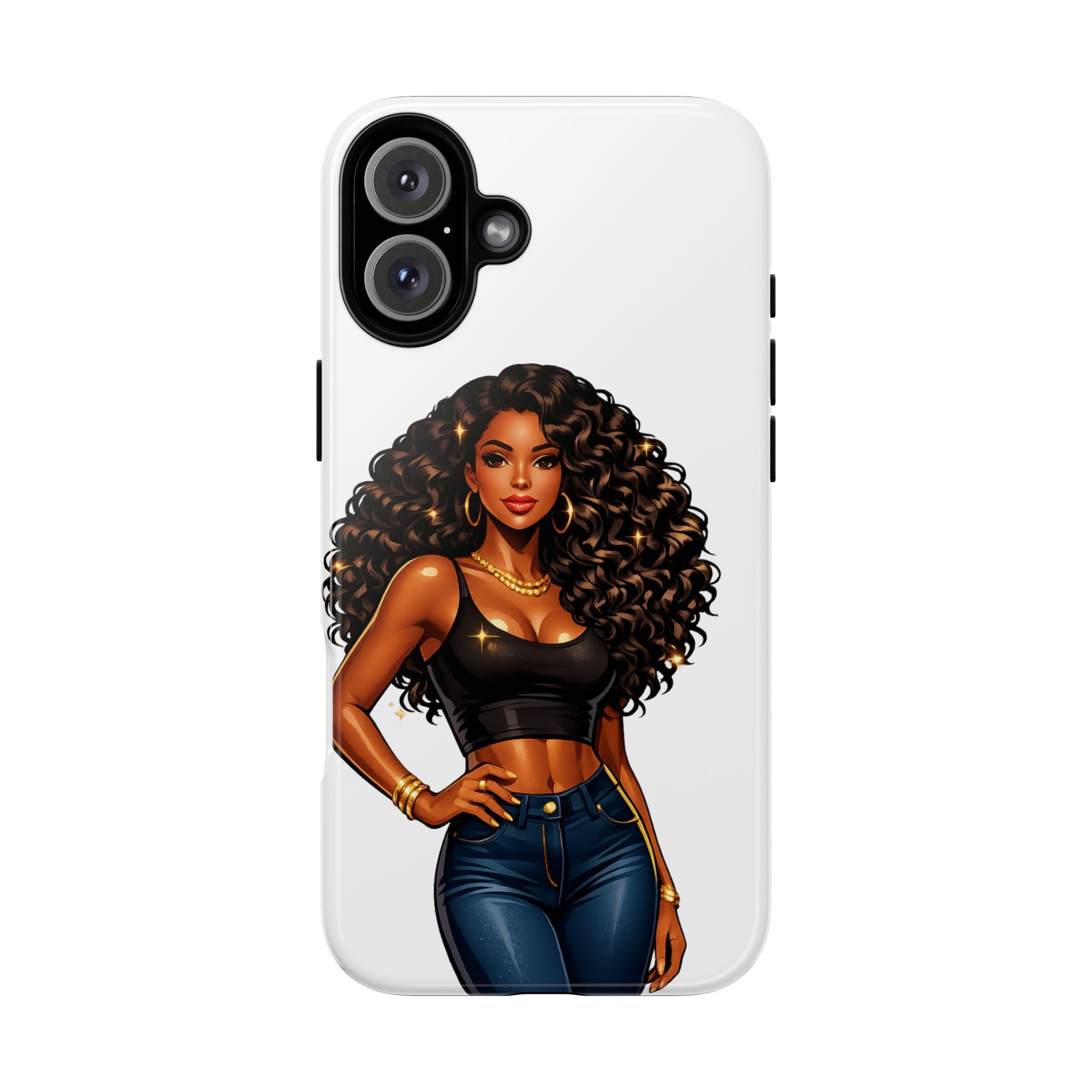 Pretty Rich Bitch by PRB Curly Hair Phone Case by Power Runs Black
