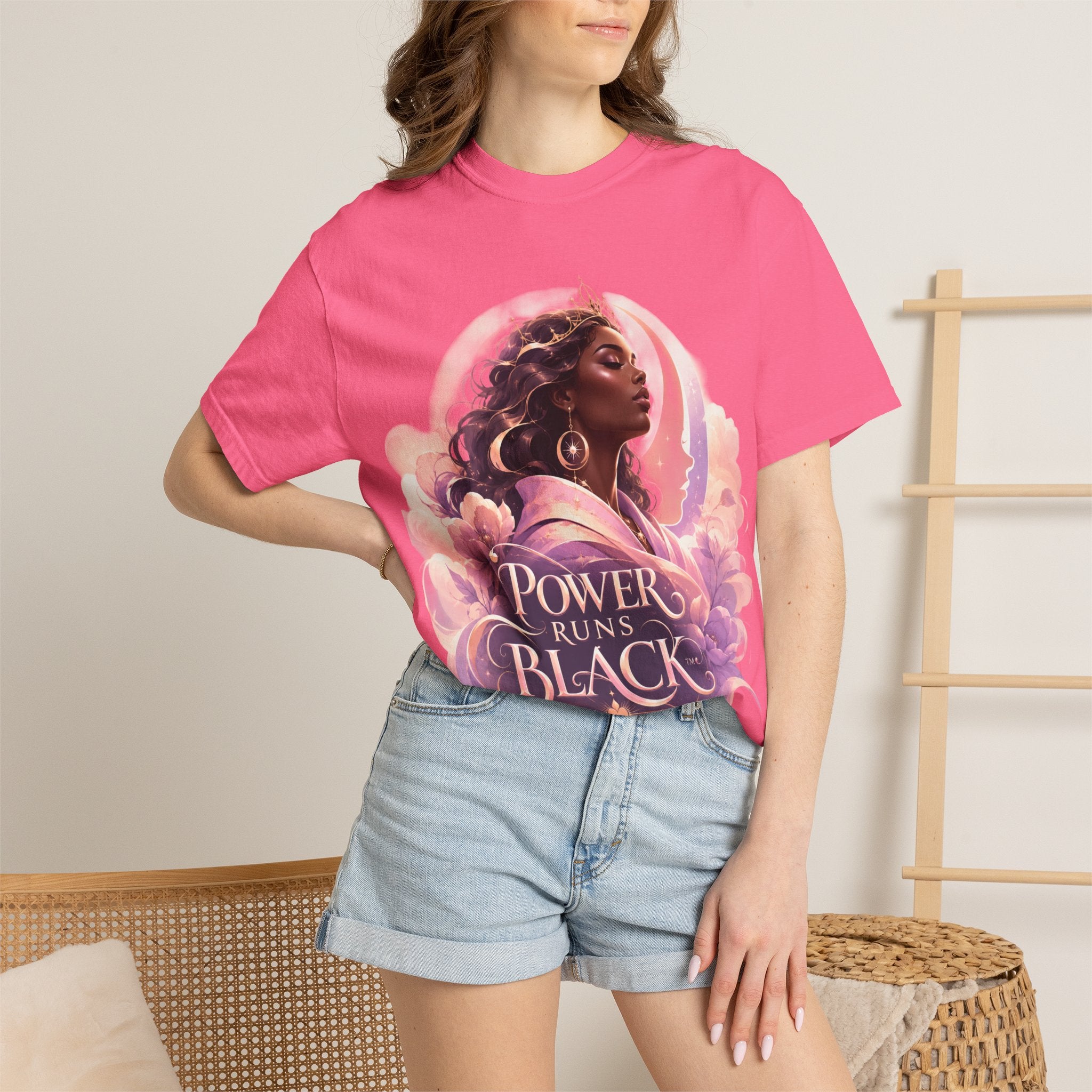 Power Runs Black graphic tee | Black woman portrait, Afro empowerment shirt by Power Runs Black