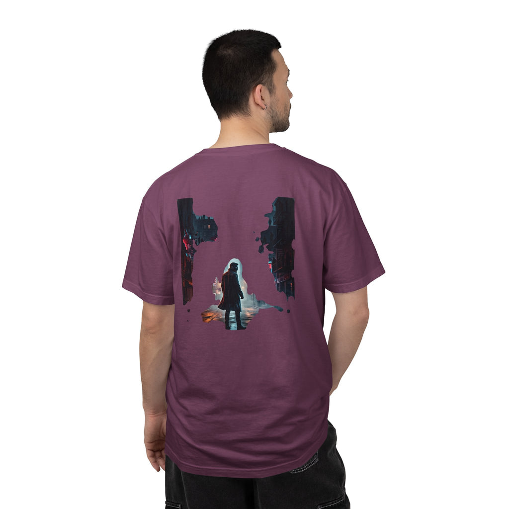 Syndication Loop Cyberpunk Portrait Tee — Tech-Noir Graphic T-Shirt | Power Runs Black by Printify