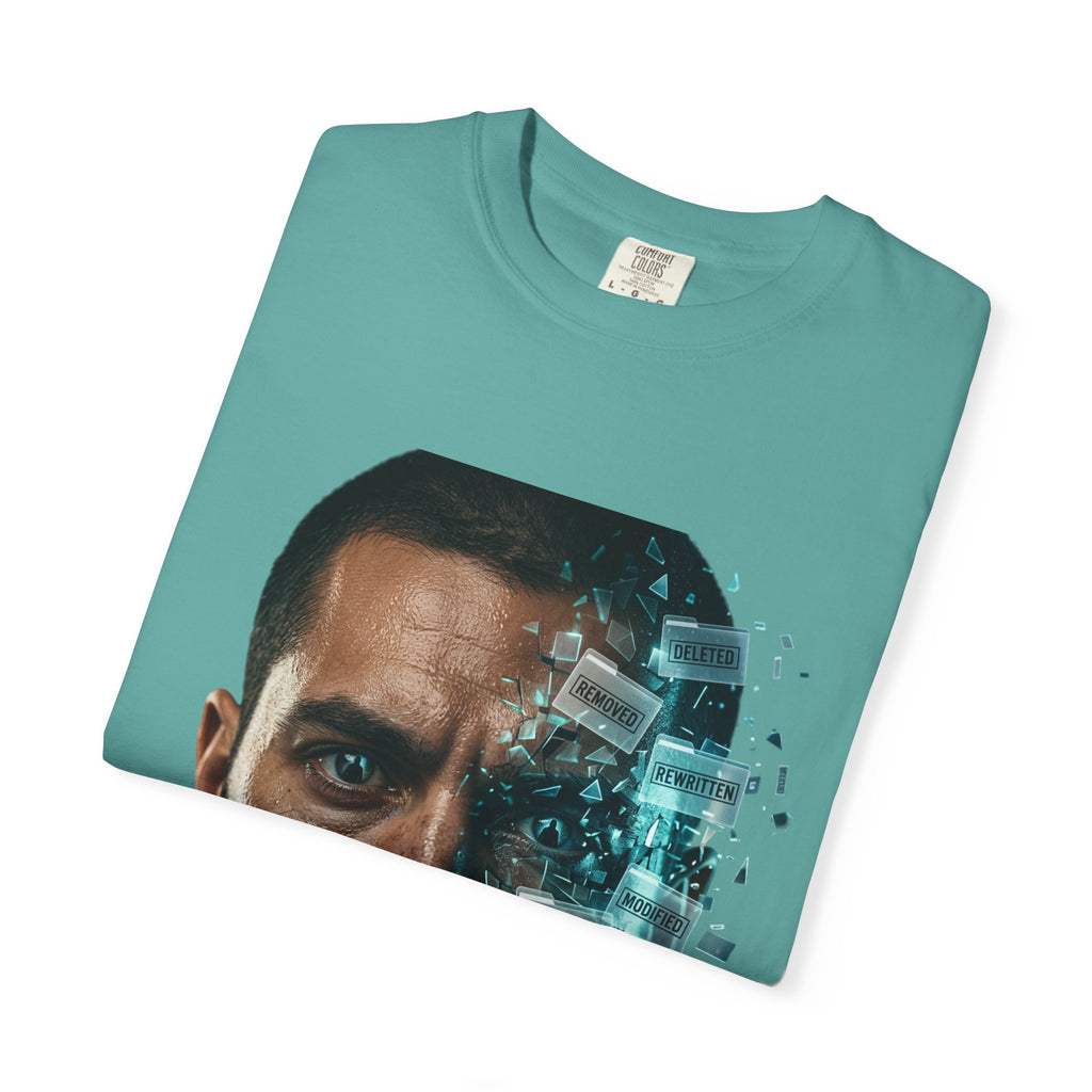 Syndication Loop Cyberpunk Portrait Tee — Tech-Noir Graphic T-Shirt | Power Runs Black by Printify