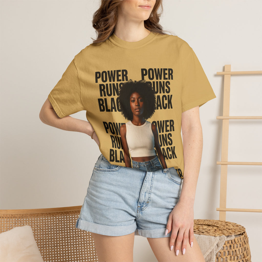PRB Power Runs Black T-Shirt — Empowerment Portrait Tee by Power Runs Black