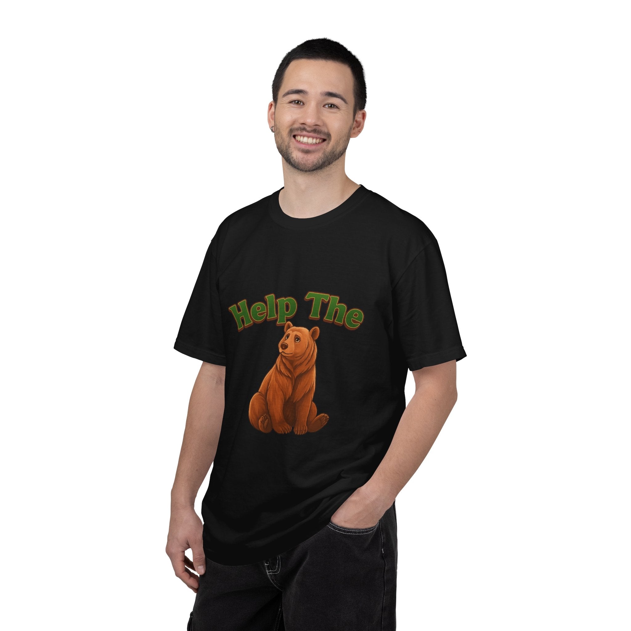 Power Runs Black PRB Help The Bear T-shirt | Cute Sitting Bear Illustration by Power Runs Black