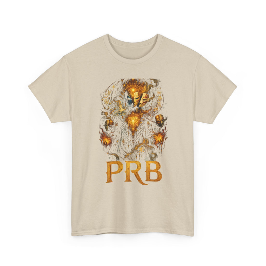 PRB Golden Mystic Mask Graphic Tee — Vintage Nature Illustration T-Shirt by Power Runs Black