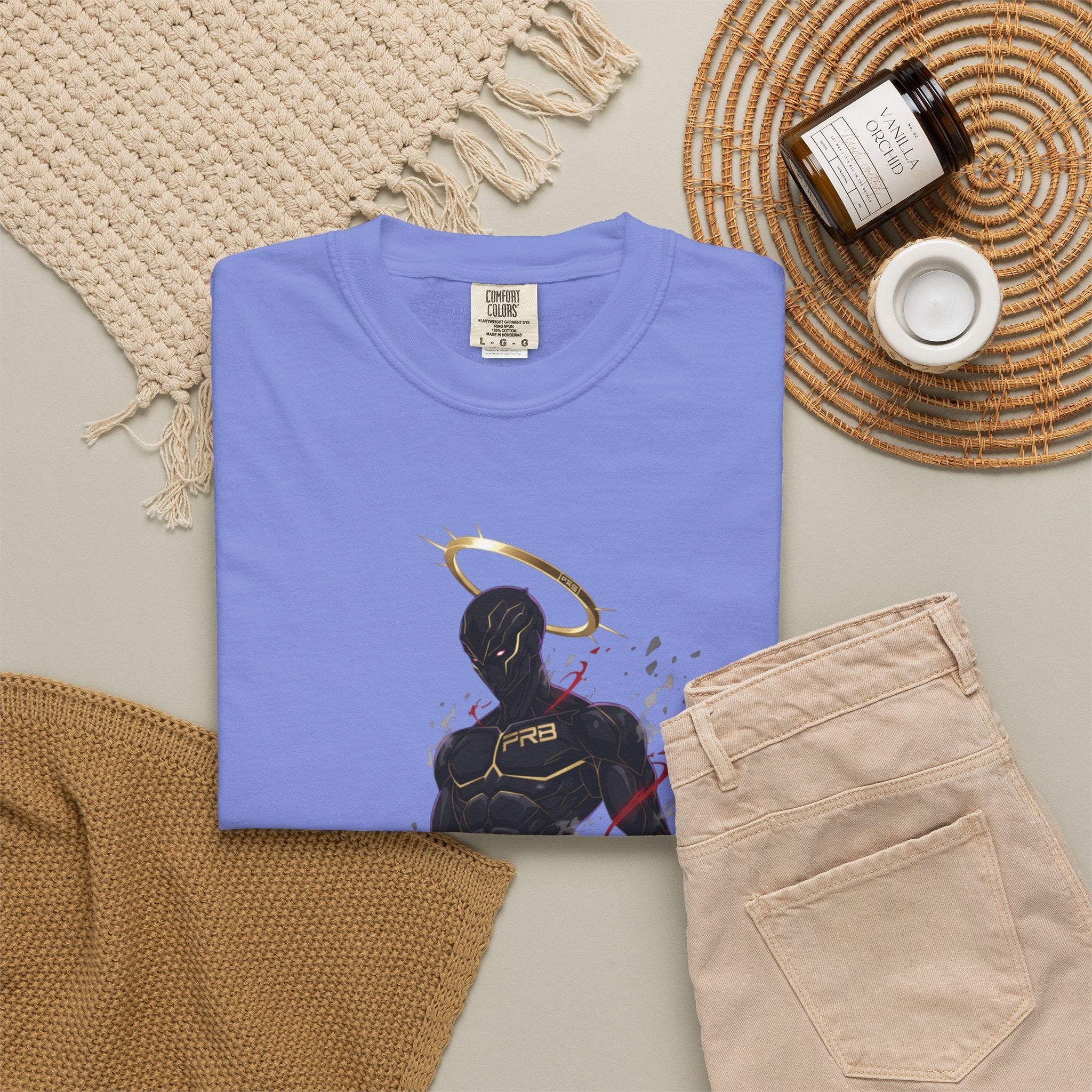 PRB Shadow Hero Graphic T-Shirt — Haloed Vigilante Illustration by Power Runs Black