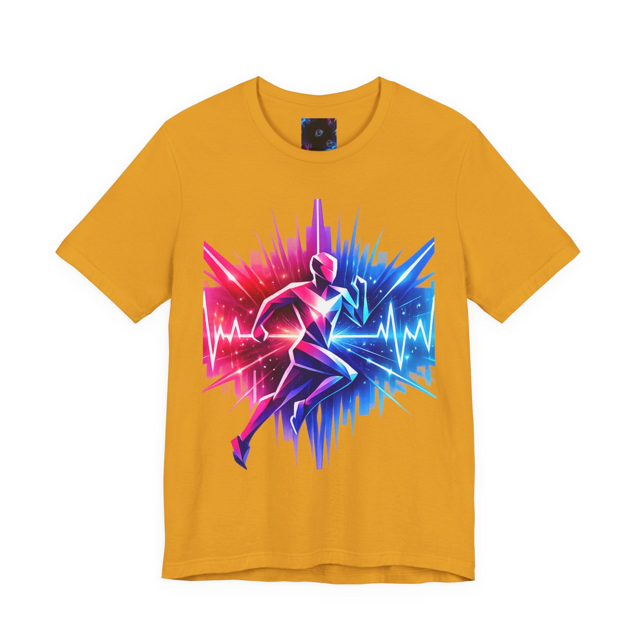 Power Runs Black PRB Running Pulse Graphic Tee — Neon Runner Heartbeat Sports T‑Shirt by Power Runs Black