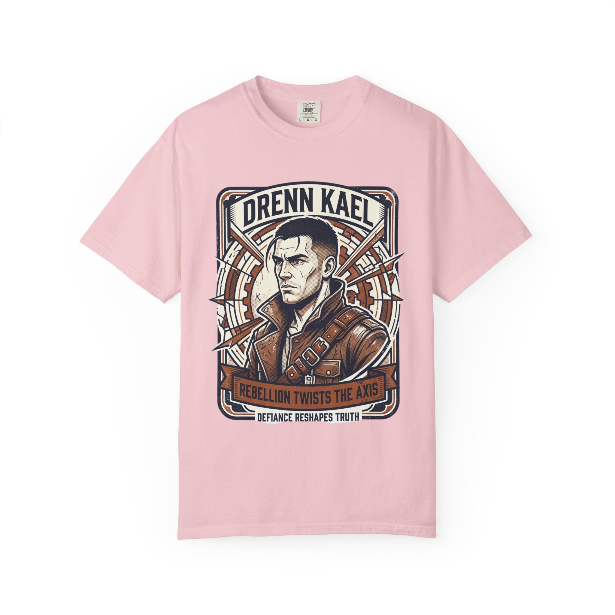 Power Runs Black PRB Drenn Kael Portrait T-Shirt — "Rebellion Twists the Axis" Graphic Tee by Printify