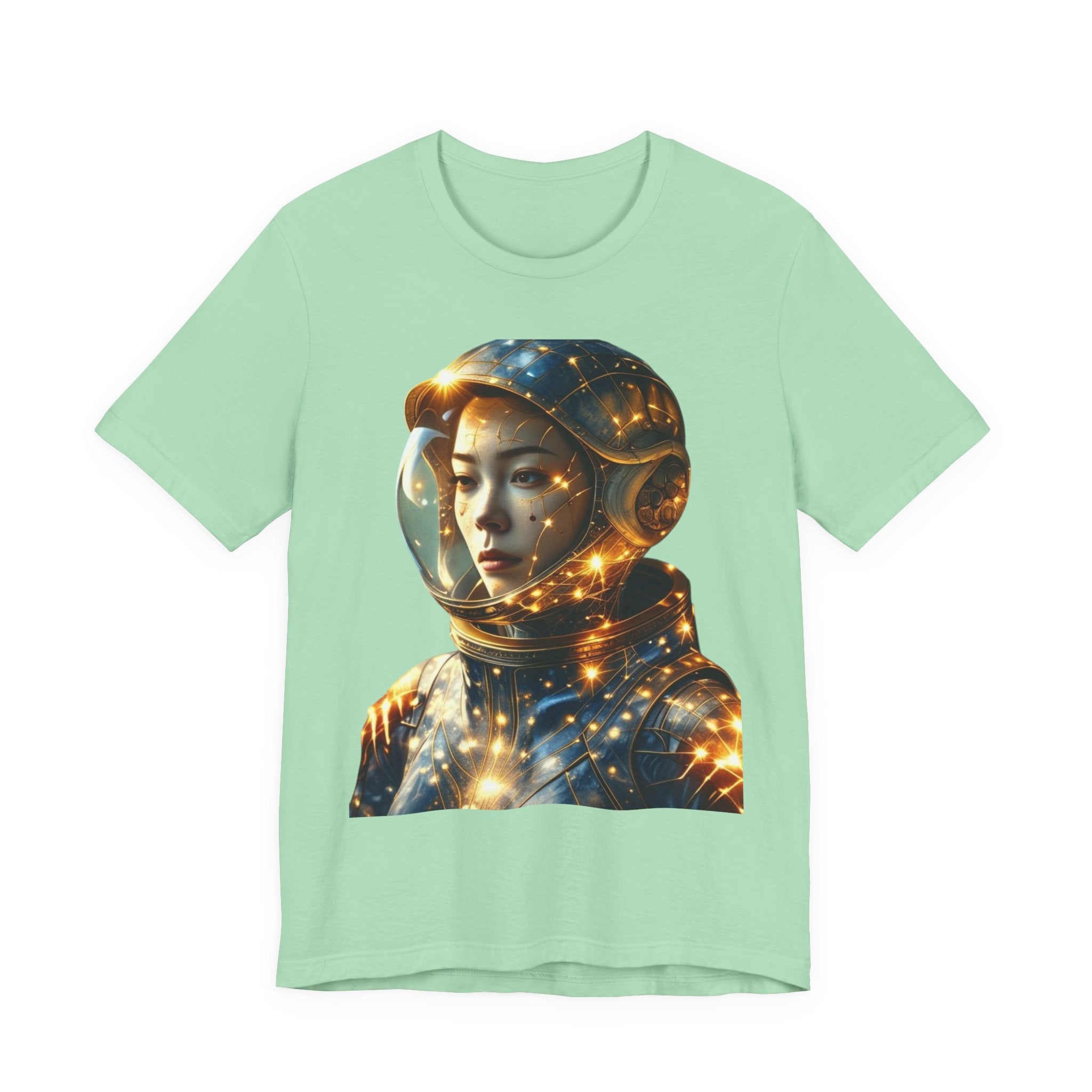 PRB Astronaut Portrait Tee — Starry Cosmic Helmet Graphic T-Shirt by Power Runs Black
