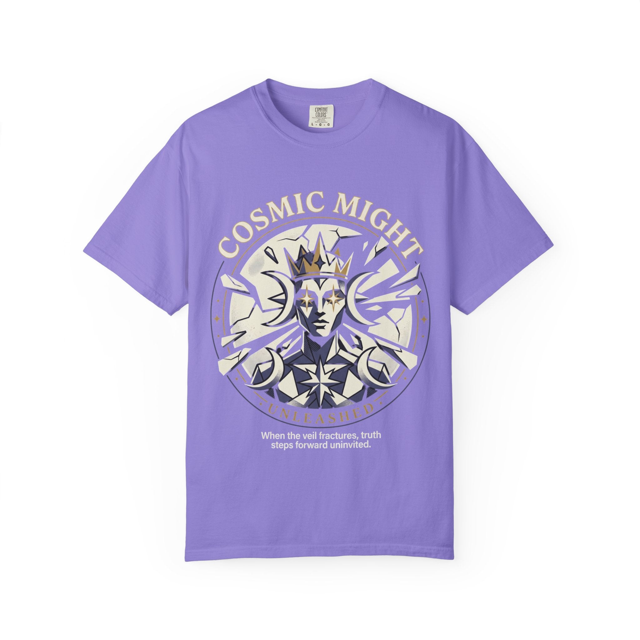 PRB Starforged Flex Cosmic Might Unleashed Graphic T-Shirt — 'Cosmic Might Unleashed' Vintage Astro King Tee by Power Runs Black
