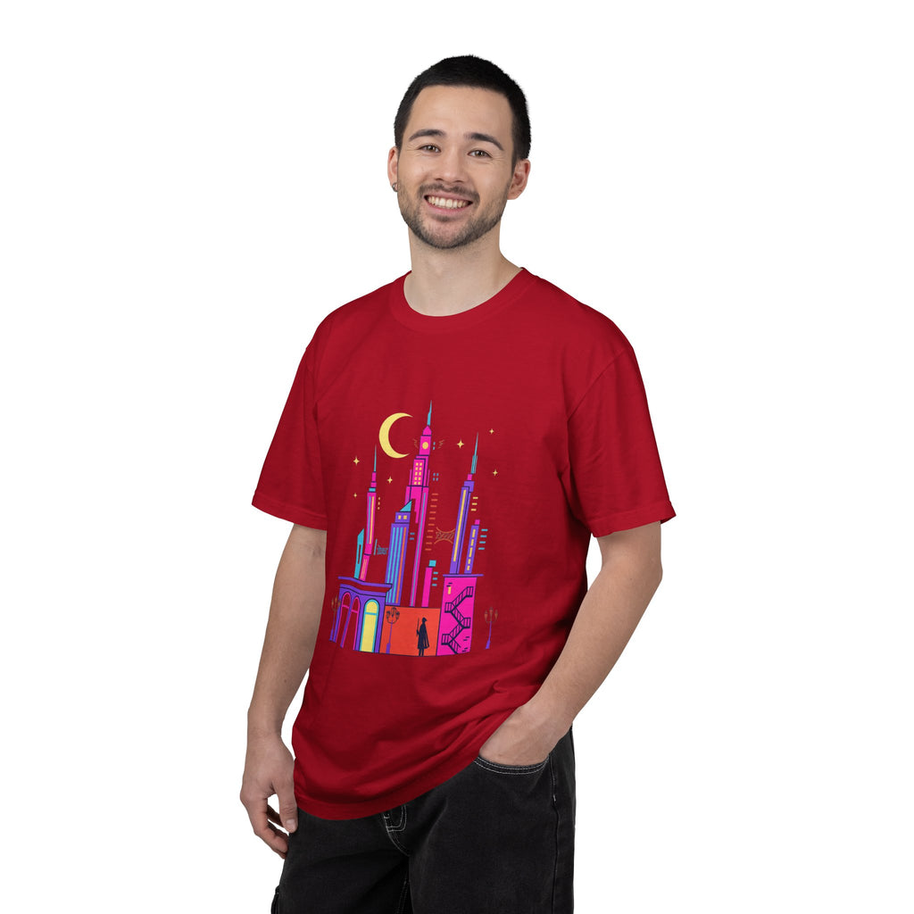 PRB Neon City Skyline T-shirt | Vibrant Urban Nightscape Tee by Power Runs Black