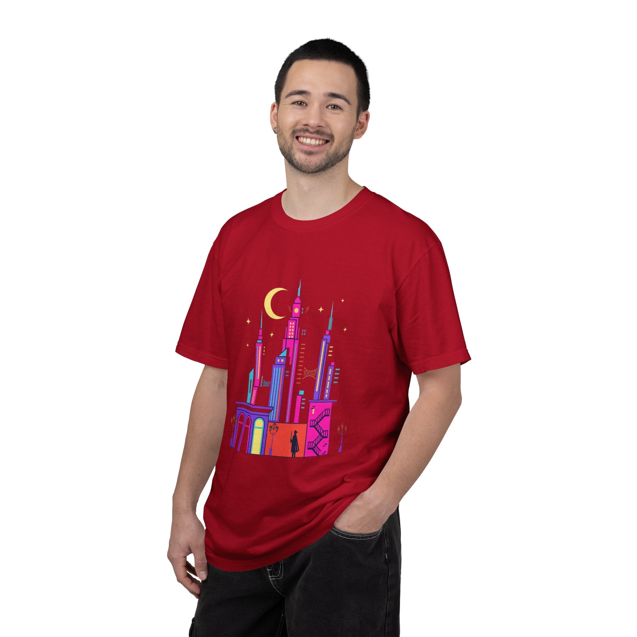 PRB Neon City Skyline T-shirt | Vibrant Urban Nightscape Tee by Power Runs Black