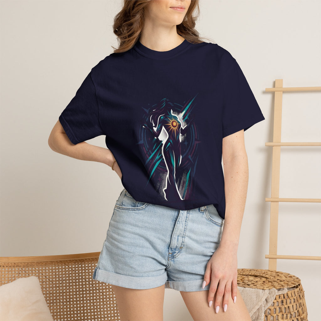 Power Runs Black PRB Ascension Graphic T-Shirt — Cosmic Silhouette Tee by Printify