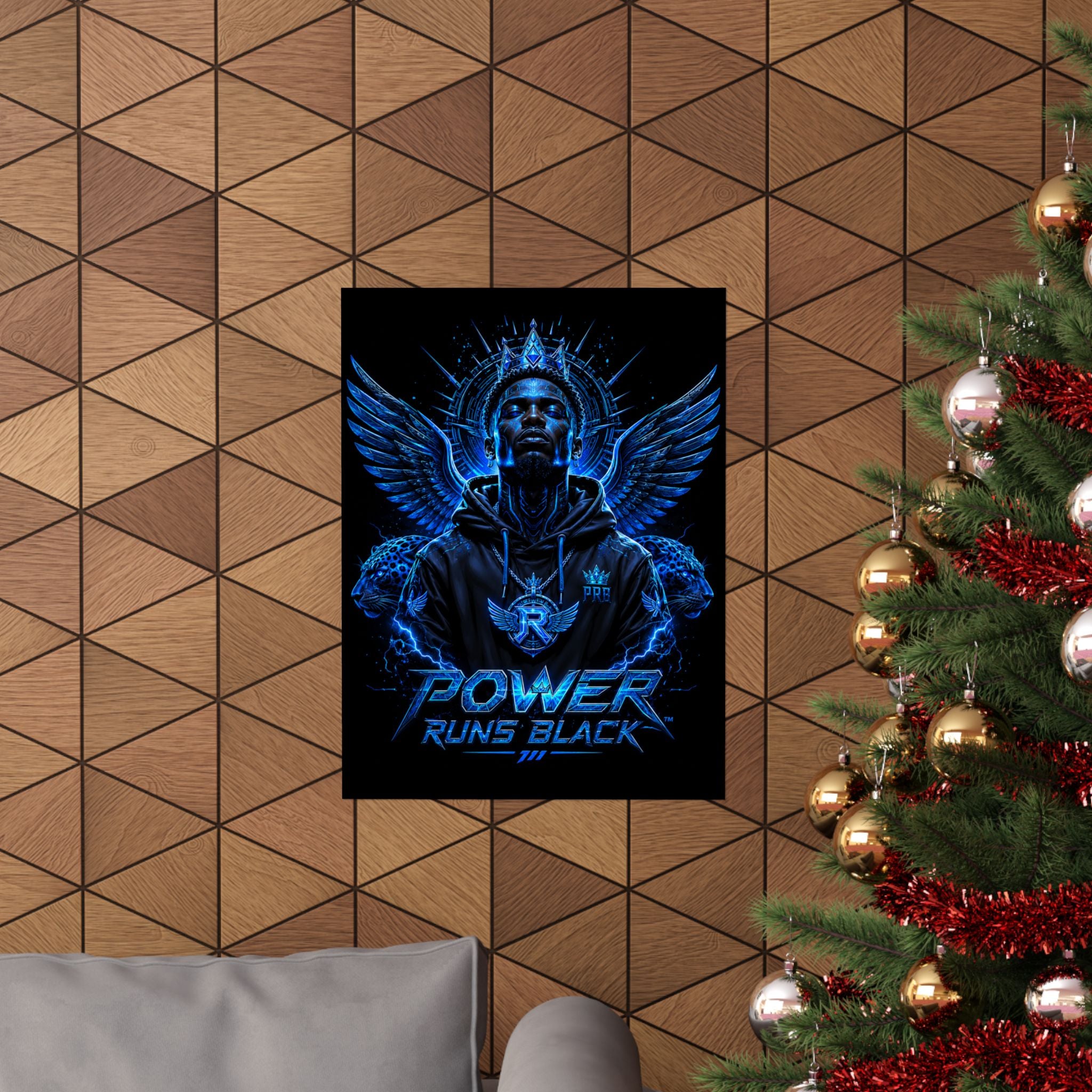 Power Runs Black Matte Poster — Urban Angel Portrait Wall Art by Power Runs Black