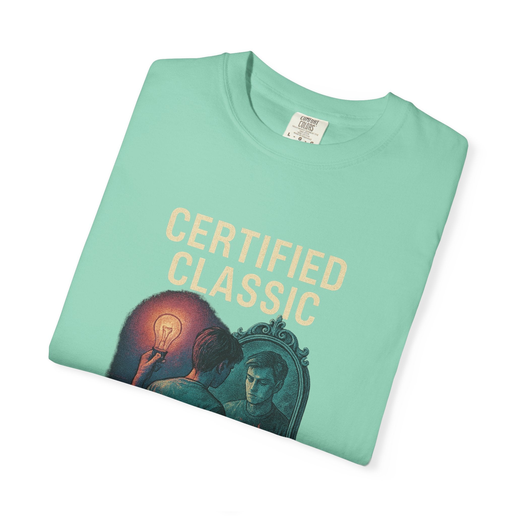 PRB Certified Classic Mirror Illustration T-shirt | Retro Mystic Artwork by Power Runs Black