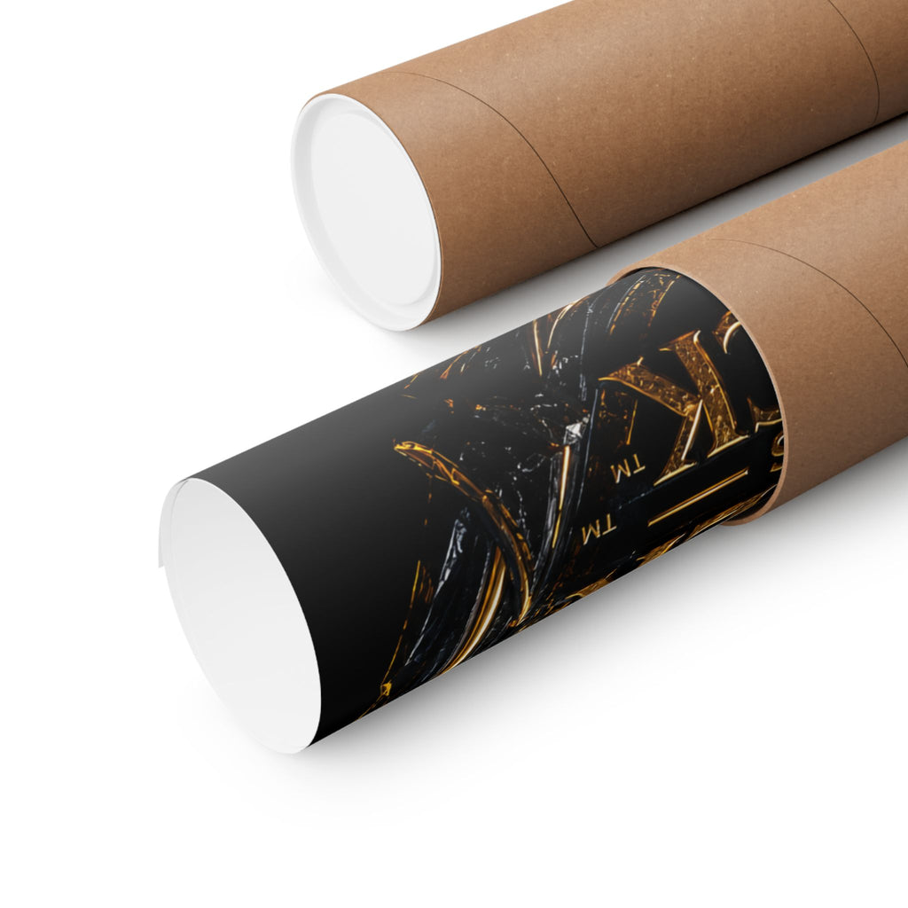 Power Runs Black Matte Poster — Gold & Black Regal Wall Art by Power Runs Black