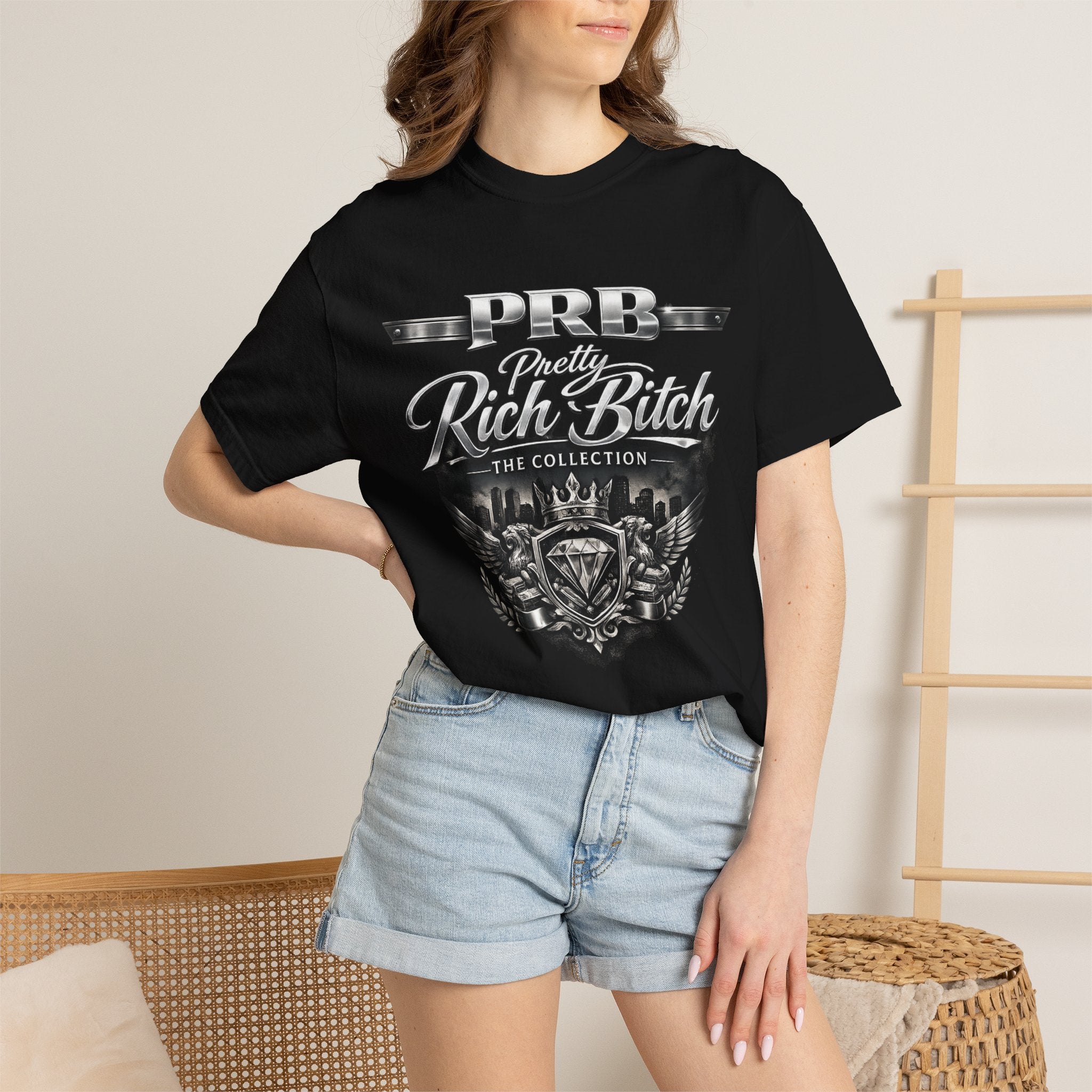 PRB Rebel Biker Crest T-Shirt | Vintage Motorcycle Emblem Tee by Power Runs Black