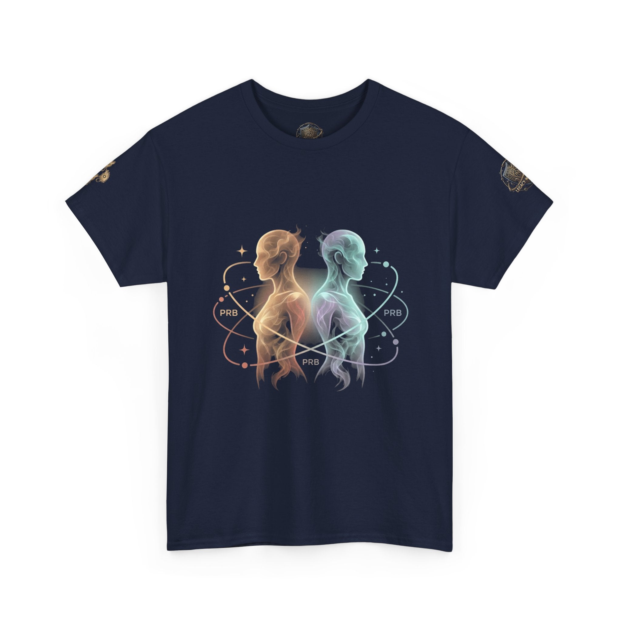Power Runs Black Gemini Spirit Tee — Twin Sun & Moon Celestial Graphic T-Shirt by Printify