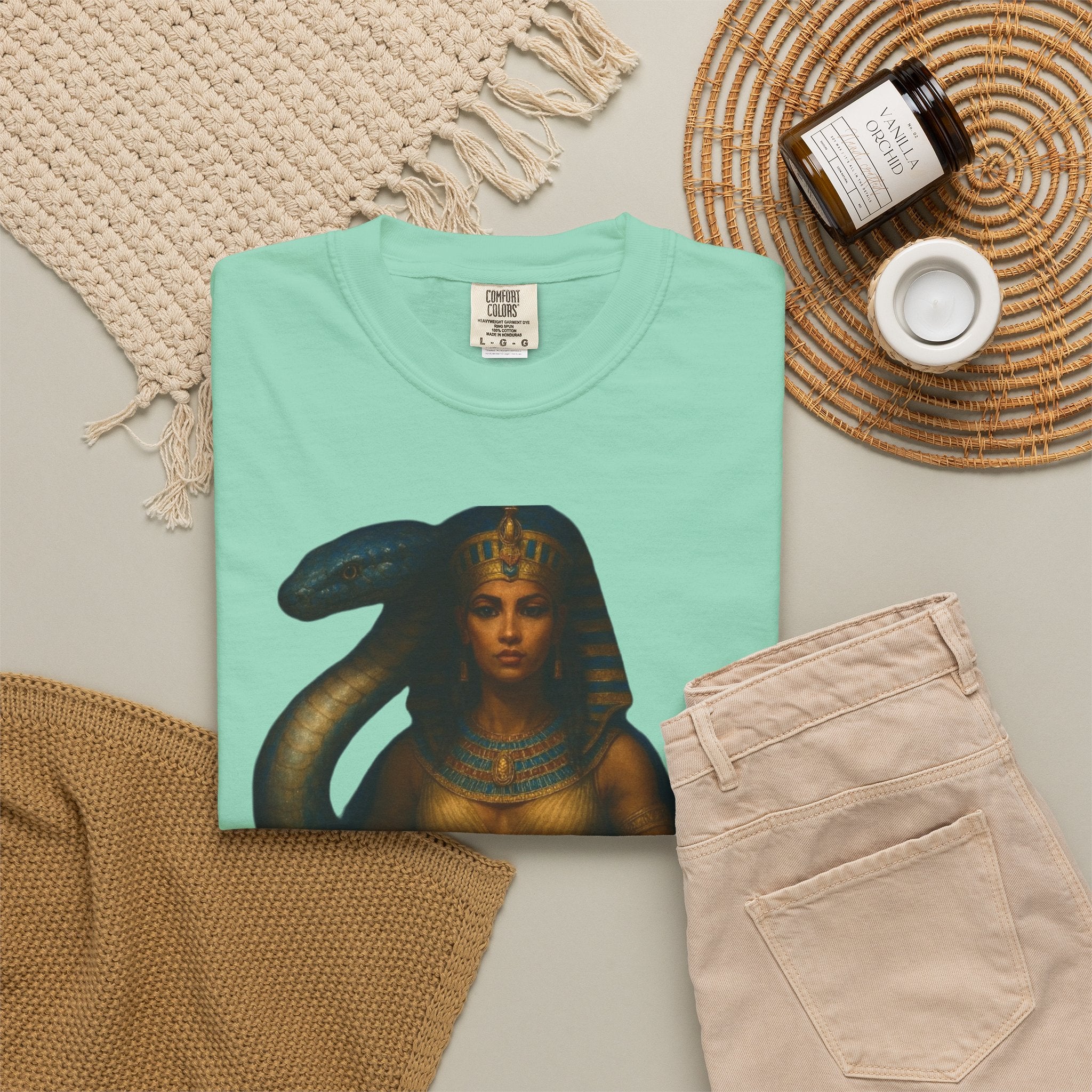 PRB Egyptian Goddess with Snake T-Shirt | Pharaoh Serpent Art Tee by Power Runs Black
