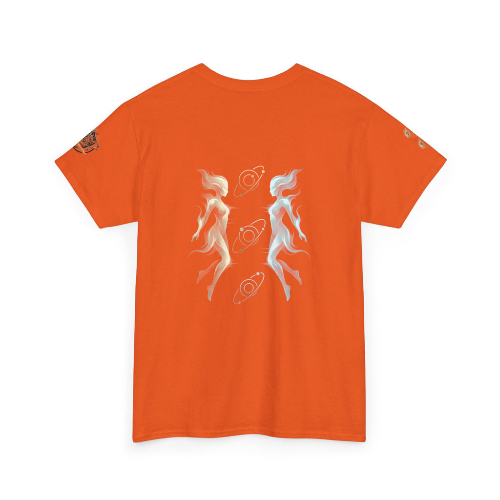 Power Runs Black Gemini Spirit Tee — Twin Sun & Moon Celestial Graphic T-Shirt by Printify