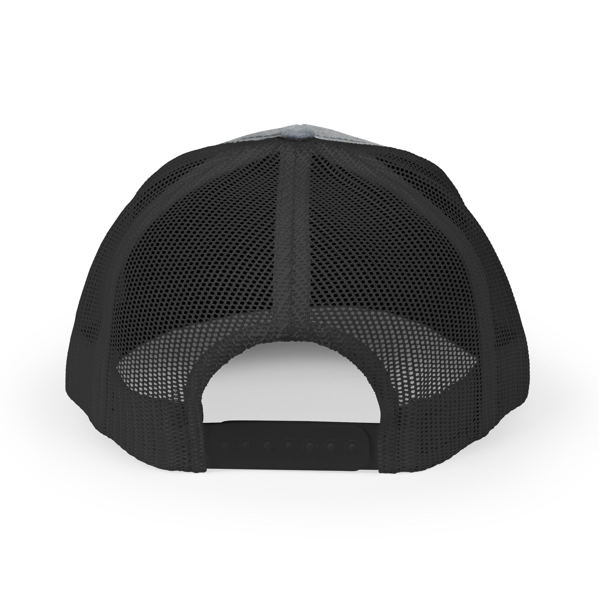 Power Runs Black Retro Flame Patch Trucker Hat | Snapback Mesh Cap by Printify