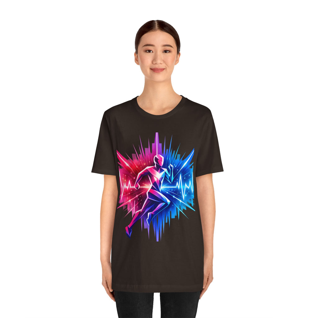 Power Runs Black PRB Running Pulse Graphic Tee — Neon Runner Heartbeat Sports T‑Shirt by Power Runs Black