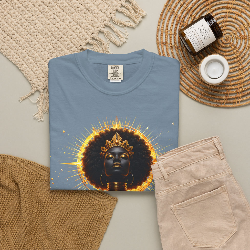 Power Runs Black goddess illustration T-Shirt | Afrocentric black pride design by Power Runs Black