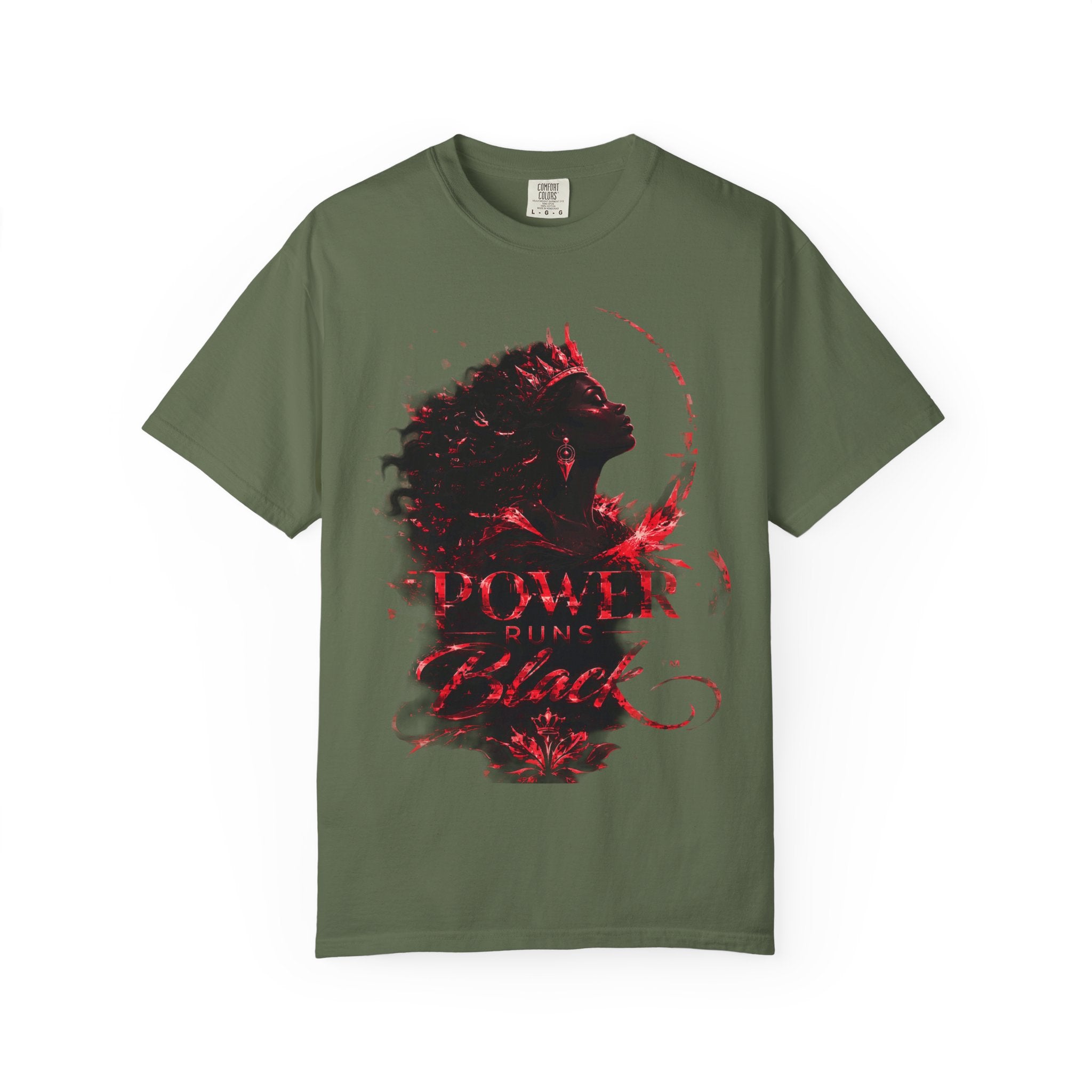 Power Runs Black Crown T-Shirt | Gothic Silhouette Artwork by Power Runs Black