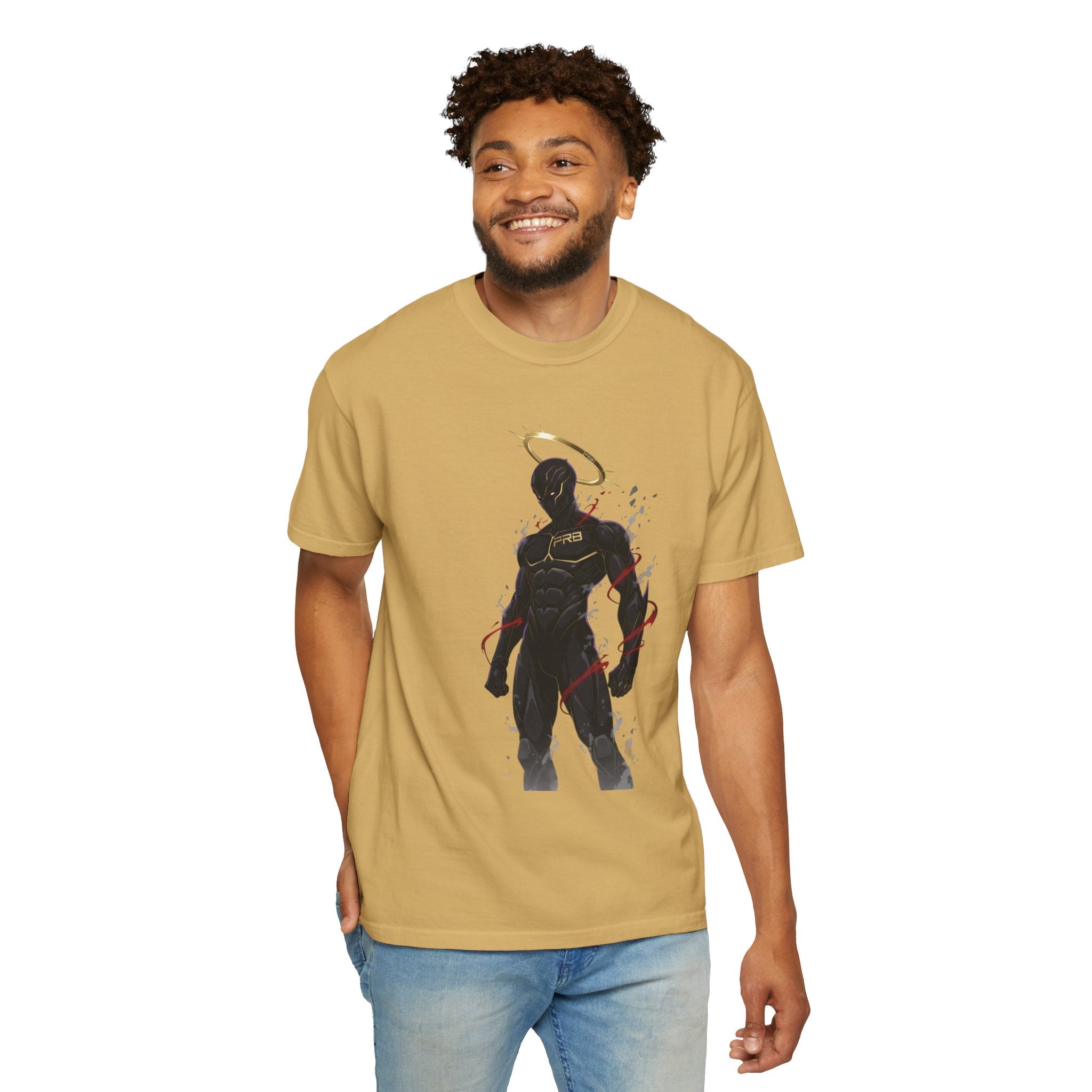 PRB Shadow Hero Graphic T-Shirt — Haloed Vigilante Illustration by Power Runs Black