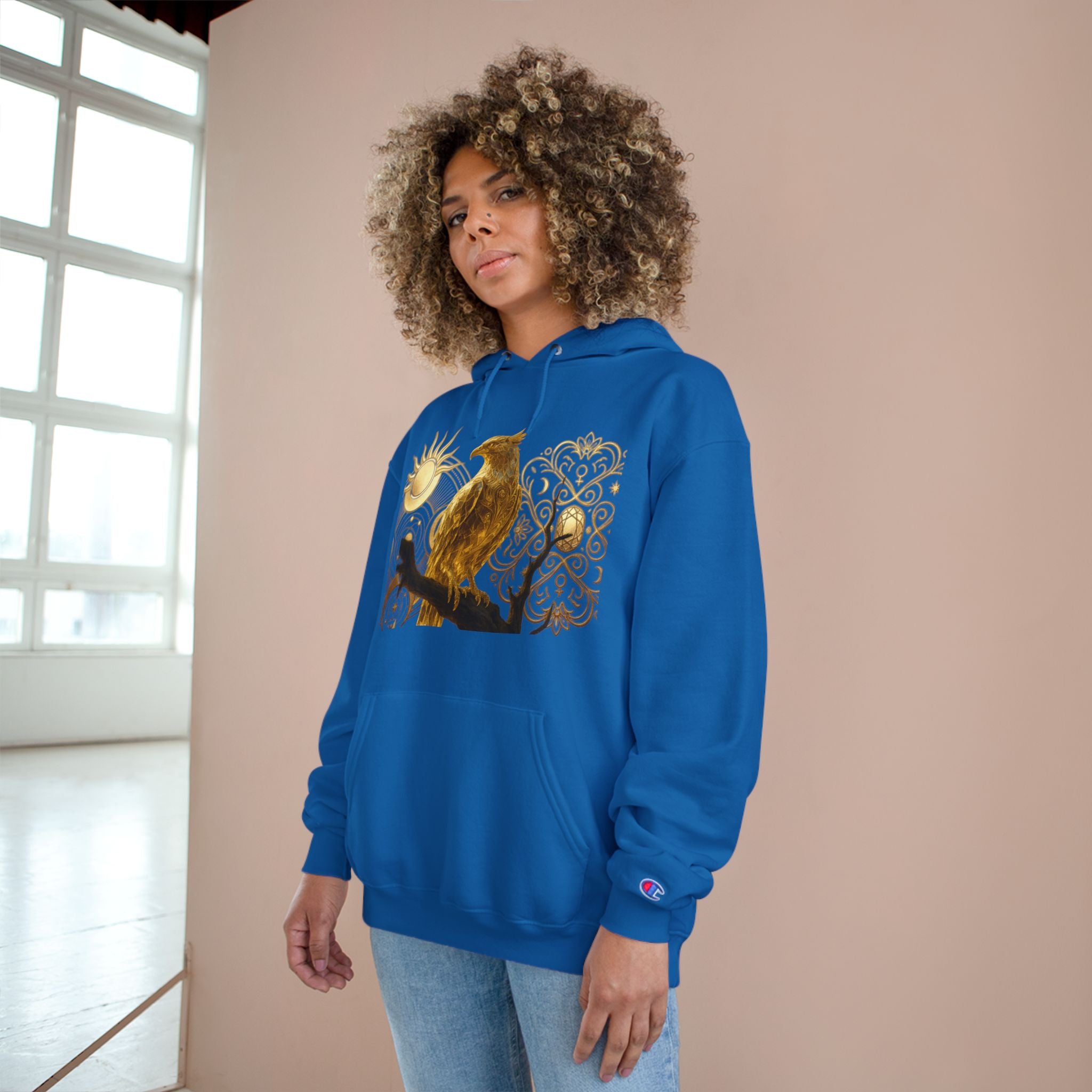 PRB Golden Owl Sundial Graphic Champion Hoodie by Power Runs Black