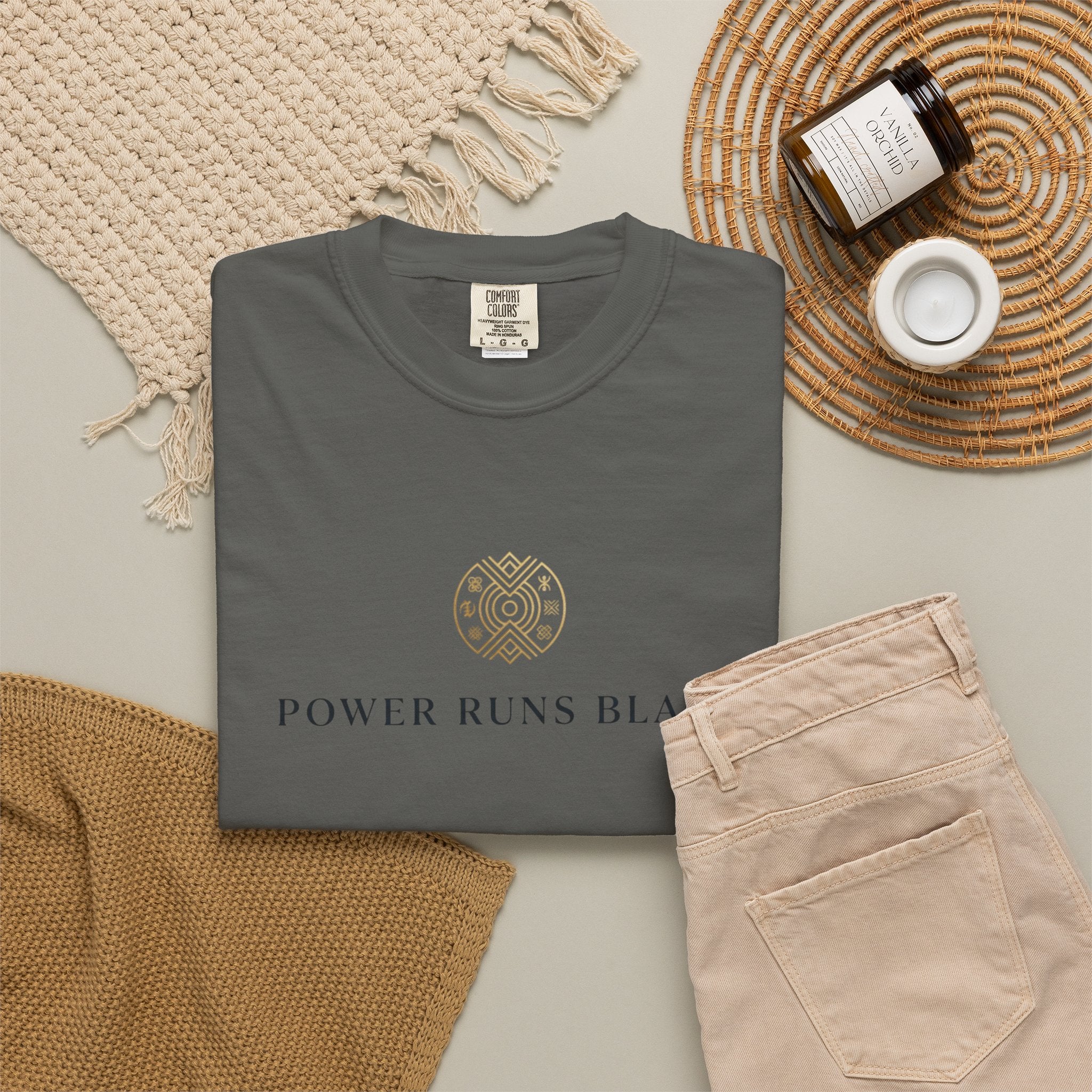 Power Runs Black PRB Graphic T-Shirt — Minimal Emblem Tee by Power Runs Black