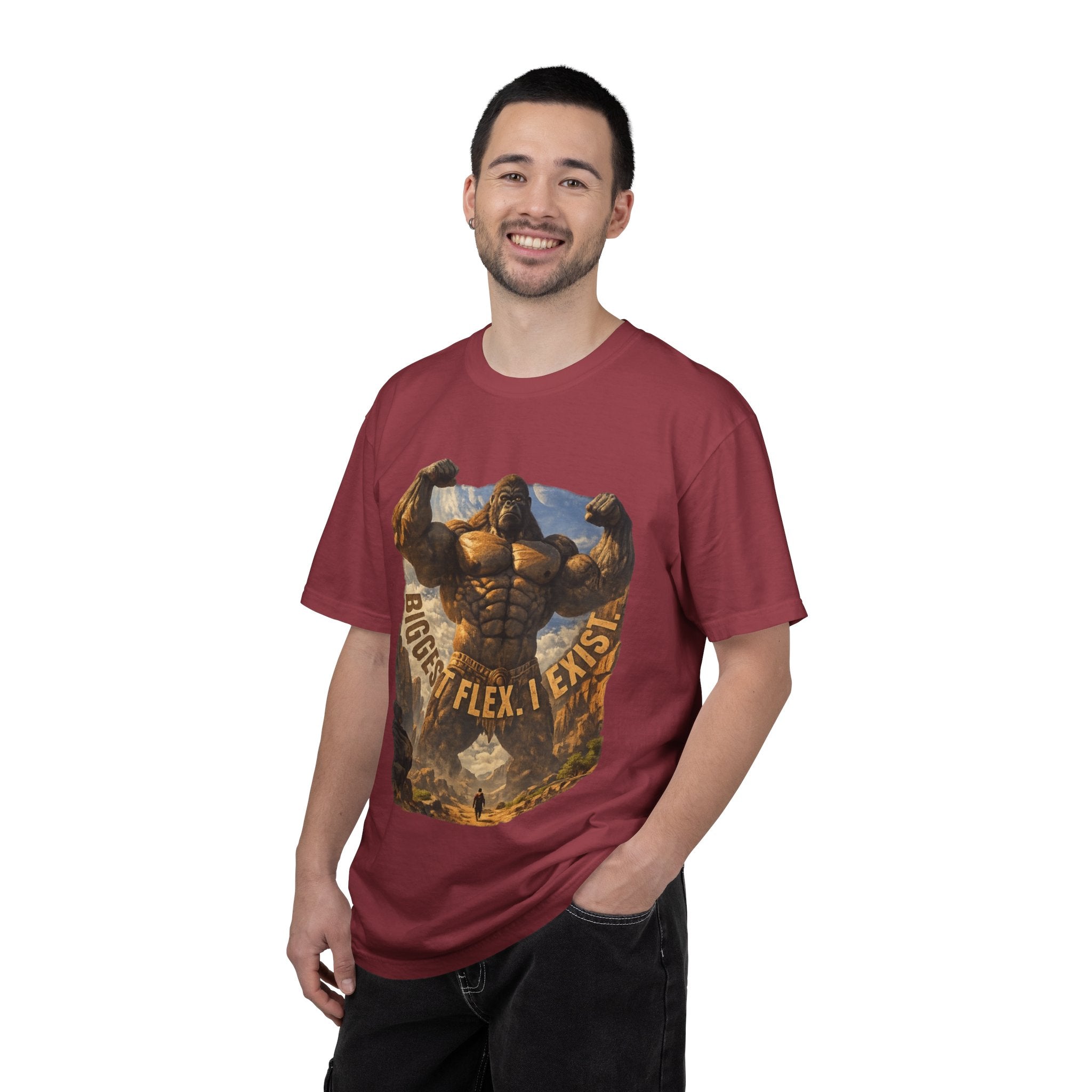 Power Runs Black PRB Biggest Flex I Exist T-Shirt — Funny Muscle Gorilla Graphic Tee by Printify