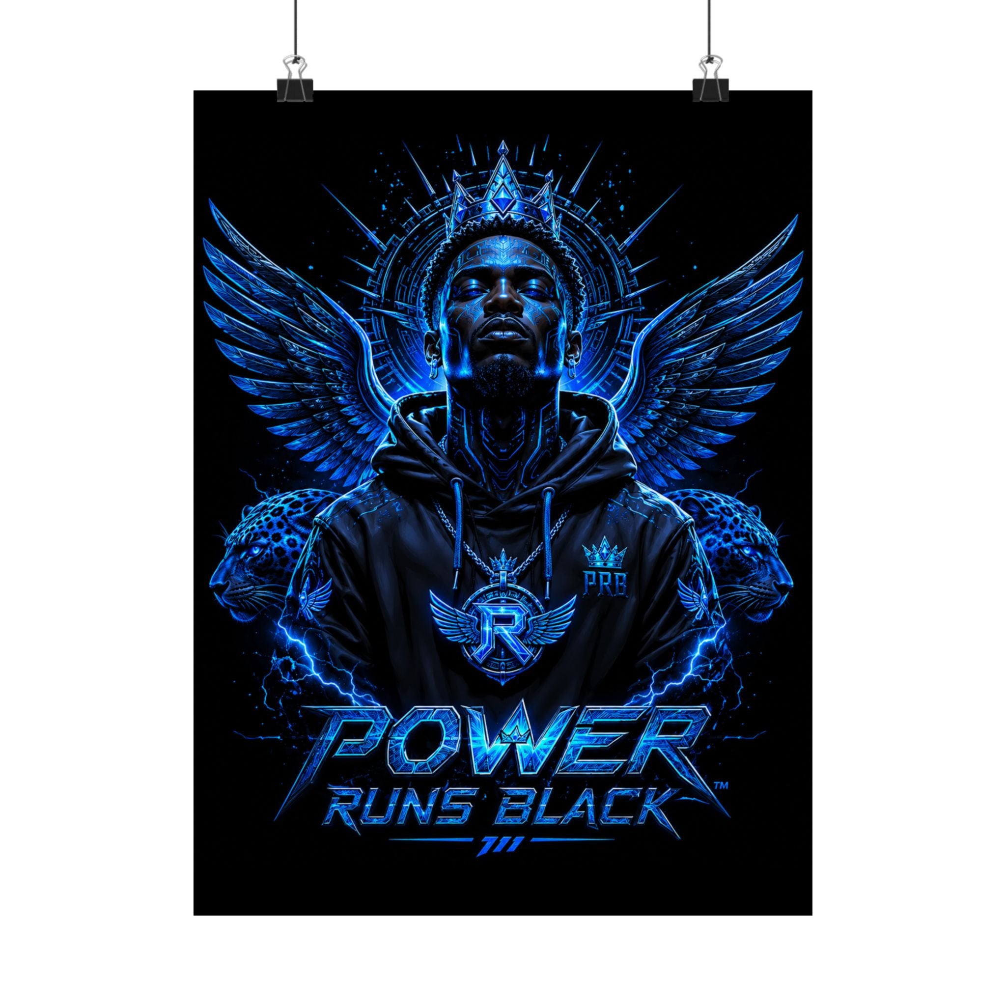 Power Runs Black Matte Poster — Urban Angel Portrait Wall Art by Power Runs Black