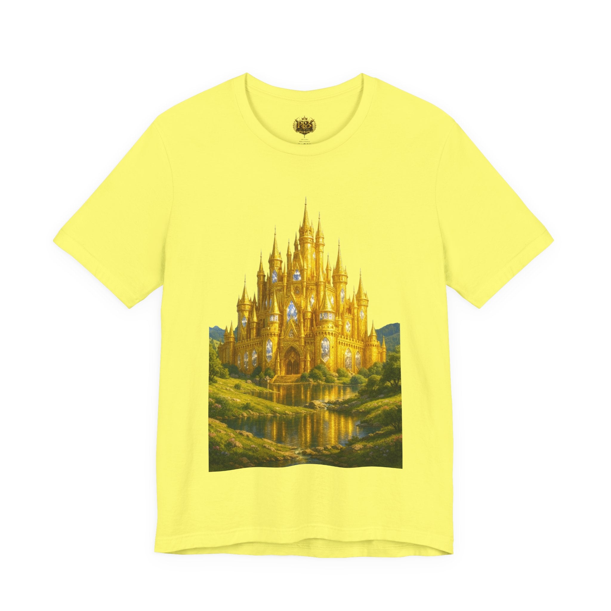 PRB Golden Fantasy Castle Tee | Magical Kingdom Illustration, Fairytale Scene by Printify
