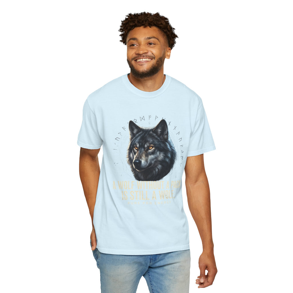 PRB Wolf Graphic T-Shirt — "A Wolf Without a Pack Is Still a Wolf" Inspirational Tee by Printify