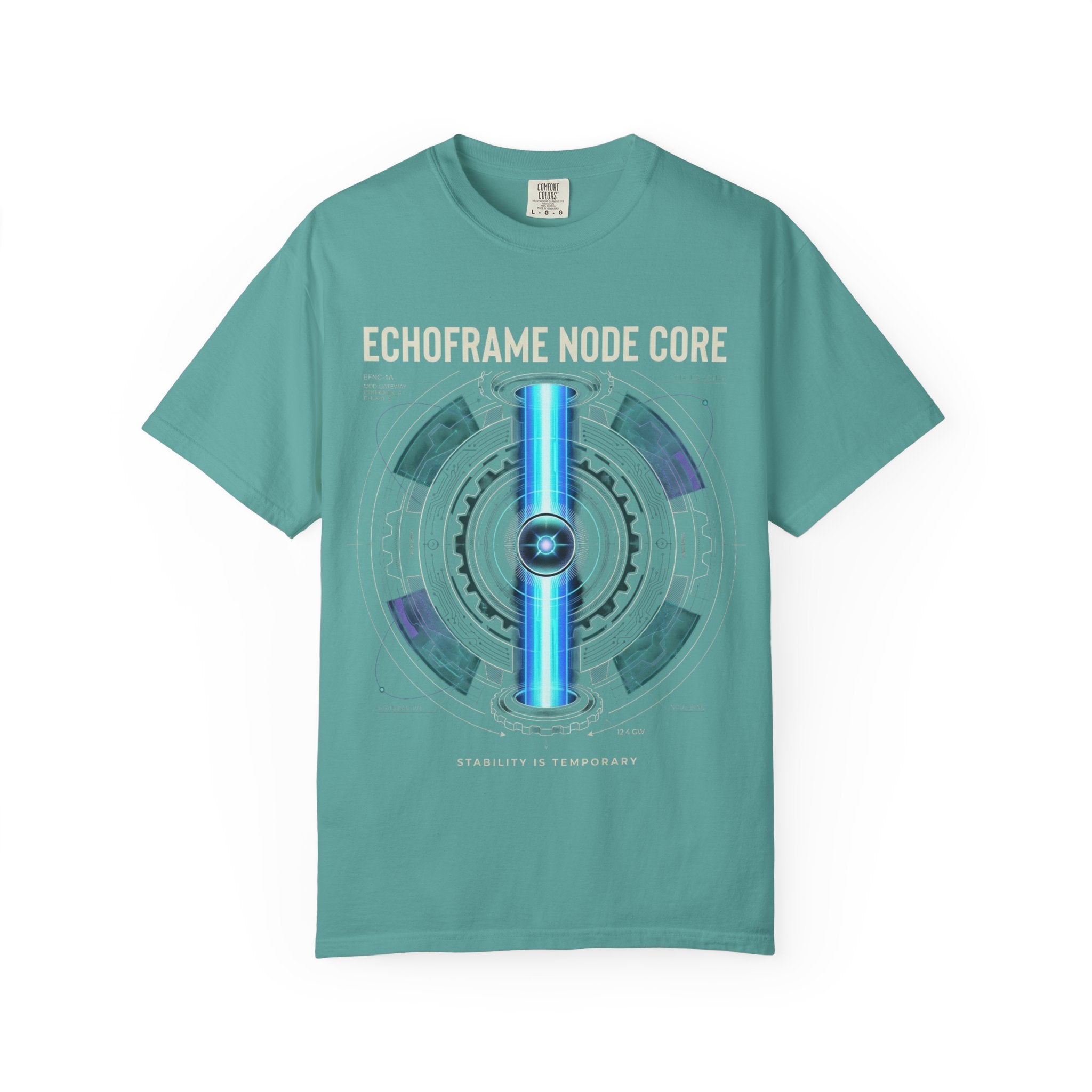 Power Runs Black PRB Echoframe Node Core T-Shirt — Futuristic Tech Graphic Tee by Power Runs Black