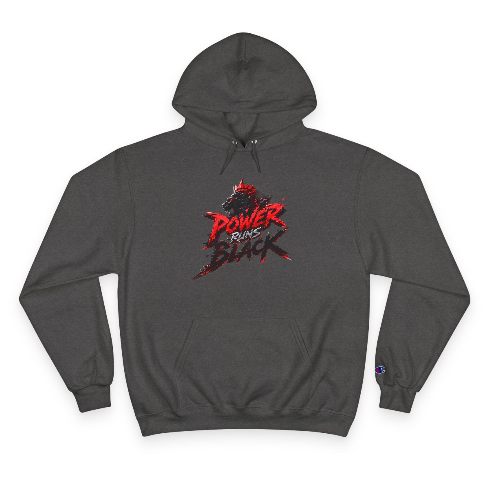 Power Runs Black logo hoodie | Flame crest design by Power Runs Black