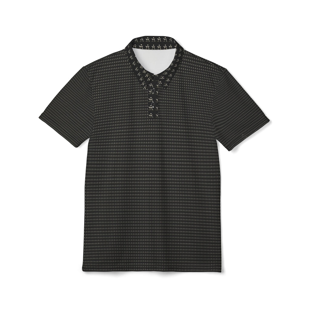 Power Runs Black PRB Black Microdot Pattern Polo Shirt | All-Over Print Men’s Polo by Power Runs Black