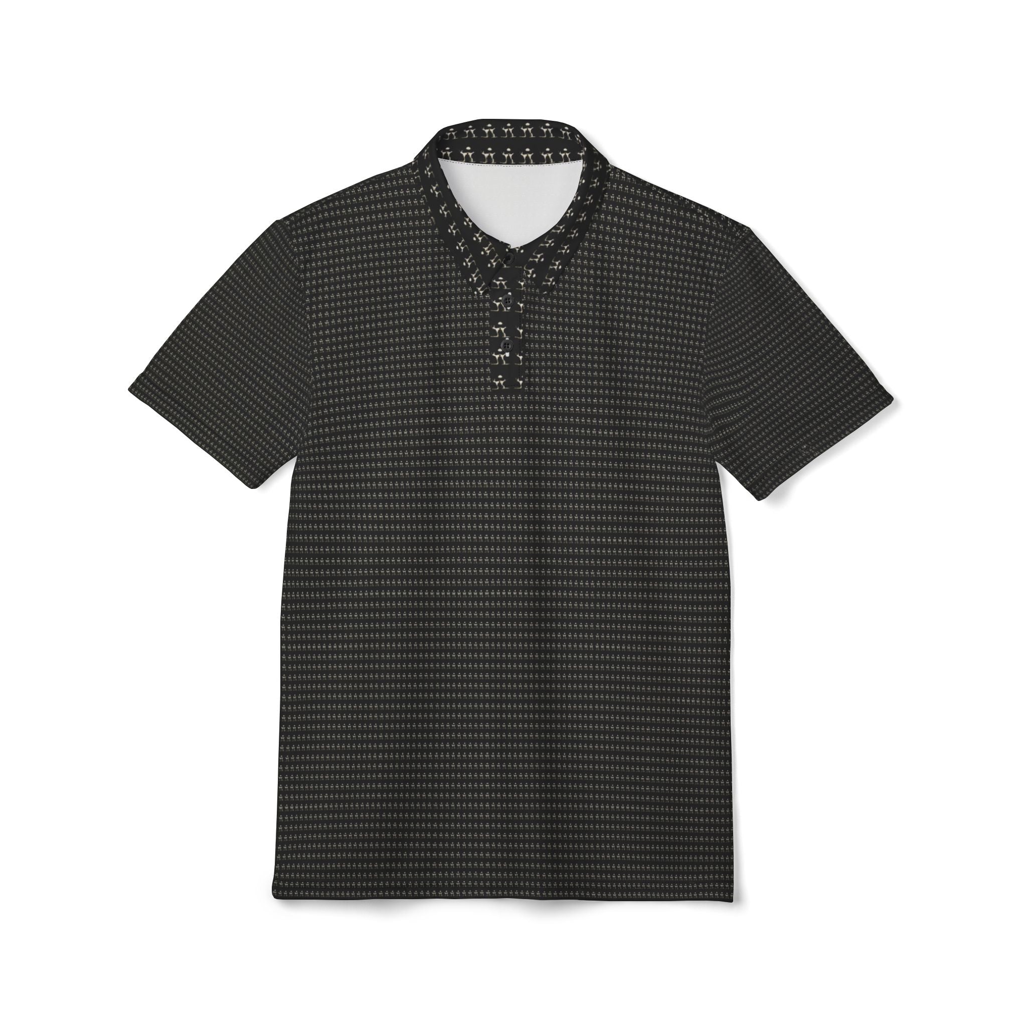 Power Runs Black PRB Black Microdot Pattern Polo Shirt | All-Over Print Men’s Polo by Power Runs Black