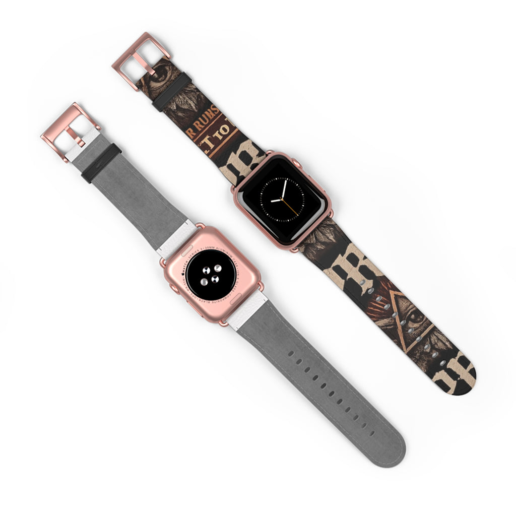 Power Runs Black PRB Blackline Tech Mystic All-Seeing Eye Watch Band — Vintage Occult Graphic Apple Watch Strap by Power Runs Black